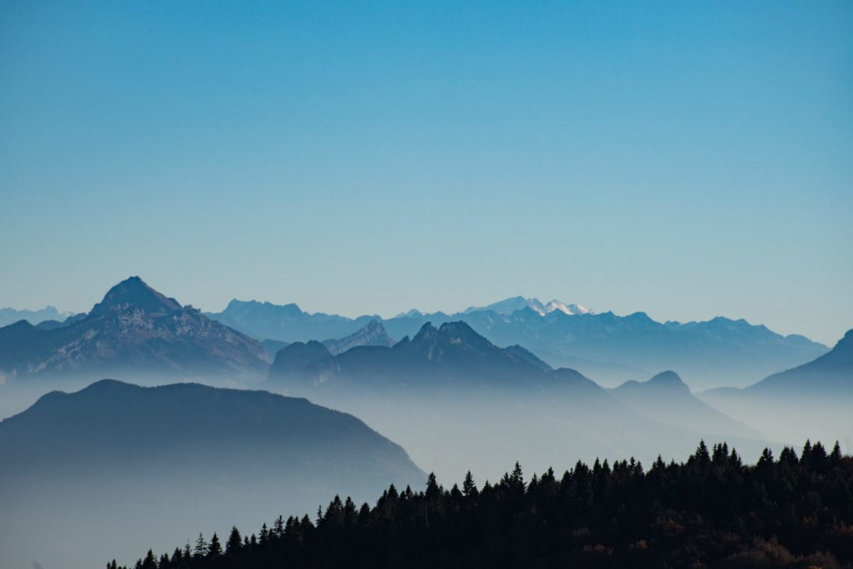 Foggy mountain range